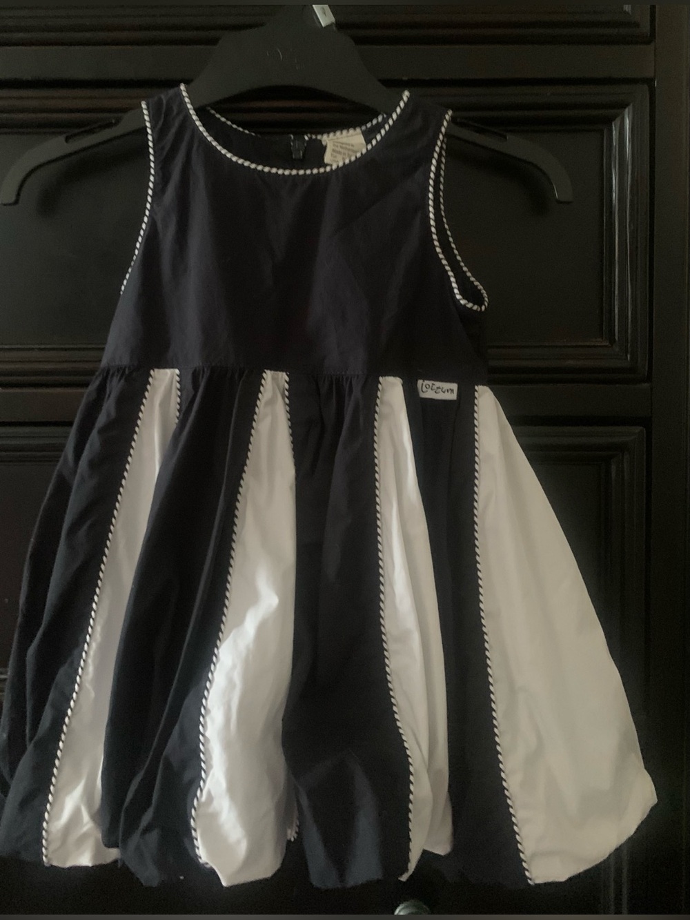 Jottum Girls Navy and White Bubble Dress with Contrast Trim